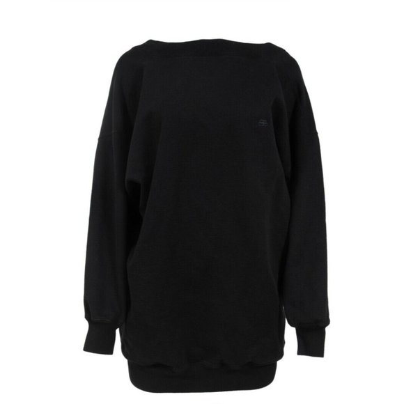 Balenciaga Women BB Logo Oversize Sweatshirt Small Black Cotton Pullover Sweater - Picture 1 of 9